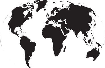 Obraz premium Simple black and white world map illustration global
