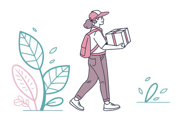 The Courier's Journey: A determined courier, carrying a package, embarks on a delivery, a testament to dedication, efficiency, and reliable service. A blend of art, service, and seamless processes.