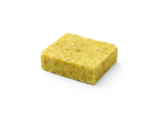 Tasty aromatic bouillon cube isolated on white