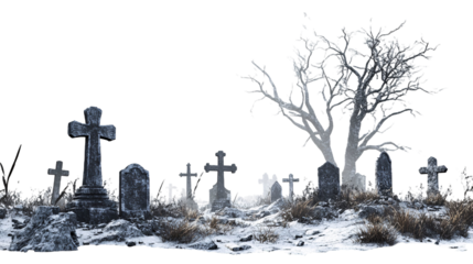 Cemetery for Burial and Historical Sites - Isolated on White Background