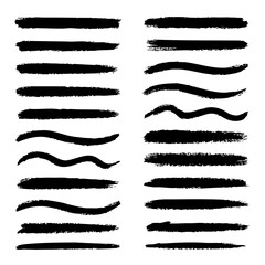 Grunge Black Paint & Ink Brush Strokes Vector Brushstroke Collection for Dirty Texture, Banner & Watercolor Design
