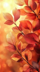Autumn Leaves Close-up with Warm Bokeh Background