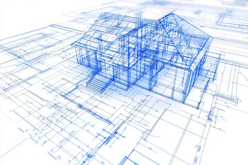Detailed house blueprint showing structural elements and design plans