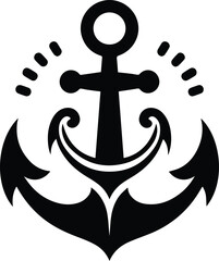 Anchor Vector Icon – Nautical Maritime Symbol in Bold Black Silhouette Design