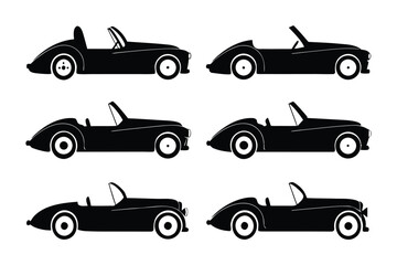 Classic Roadsters Silhouettes: A set of elegant silhouettes of classic roadsters, perfect for transportation design concepts.