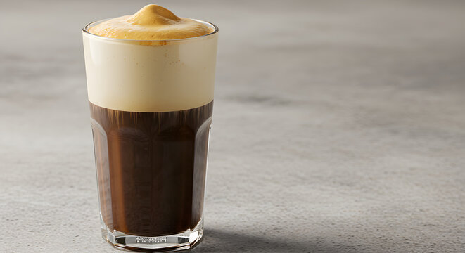 Creamy Galao Coffee Served in Clear Glass PNG