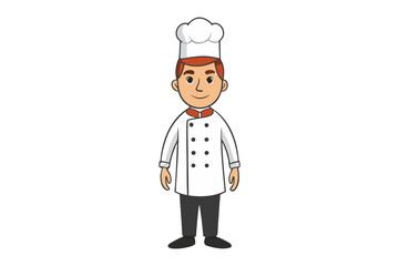 Chef Illustration: A charming cartoon illustration of a chef standing at the ready, embodying culinary expertise and professionalism, ready to create.