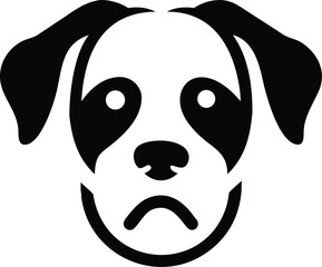 Black and white dog face illustration sad expression simple graphic design pet icon monochrome canine portrait