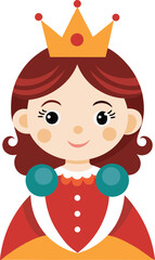 little princess with a crown, Cute queen illustration