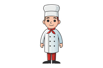 Cartoon Chef with a Smile: A cheerful cartoon chef in a traditional uniform, complete with toque and neckerchief, ready to cook up a culinary masterpiece.