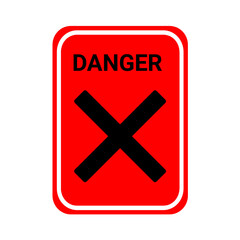 Obraz premium Red Danger Sign with Black Cross Symbol – Warning Alert PNG