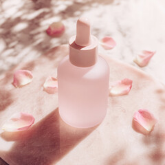 This is an Elegant Glass Dropper Bottle beautifully filled with Rose Petals for aesthetics