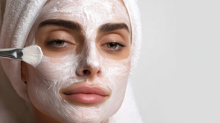 Young Woman Receiving a Facial Mask - Beauty Salon Skincare