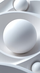 Abstract White Spheres and Curved Surfaces Modern Geometric Design with Smooth Shapes and Subtle Shadows in a Clean Style