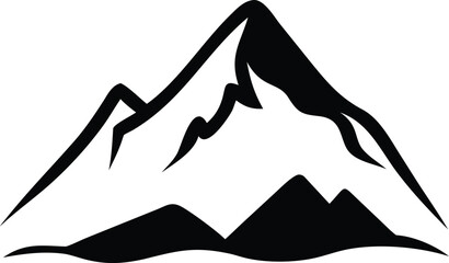 Obraz premium Black and White Mountain Peak Graphic Simple Abstract Nature Illustration vector