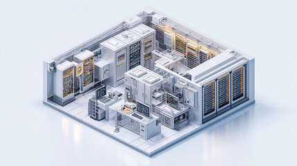 Isometric IT Infrastructure Setup &ndash; Server Room Concept
