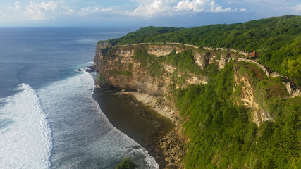 beautiful seascape on the horizon silhouette of mountains