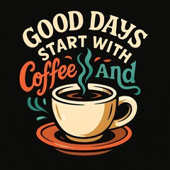 Motivational Coffee Graphic Design Featuring Good Days Start With Coffee