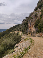 beautiful landscape of rocky mountains and cloudy sky