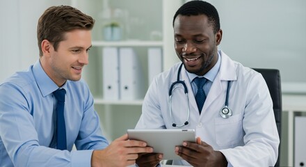 Doctor and Patient Reviewing Medical Data on Tablet
