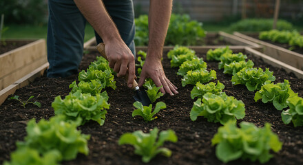 planting a lettuce