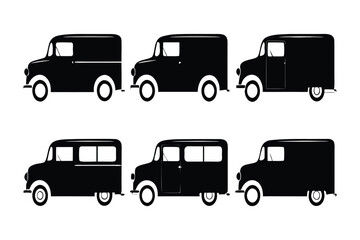 Classic Silhouette Vans: A collection of vintage van silhouettes, rendered in bold black against a clean background, evoking a sense of timeless transportation design.