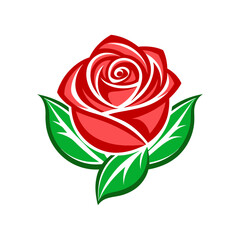 red rose flower logo vector art illustration