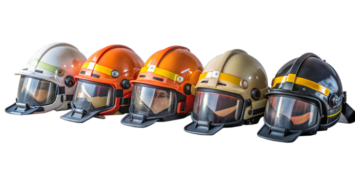 safety set collection of fireman and hard safety orange isolated on white background, png, ai generated.