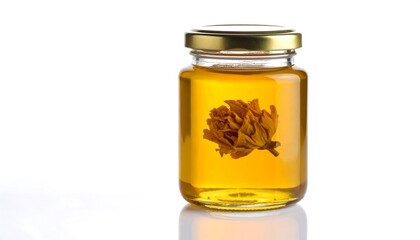 Honey jar with dried flower