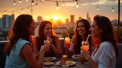 group of friends having fun at party