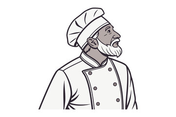 Distinguished Chef: A seasoned culinary expert, impeccably dressed in a pristine chef's uniform and toque, embodies years of expertise and a passion for gastronomic excellence.