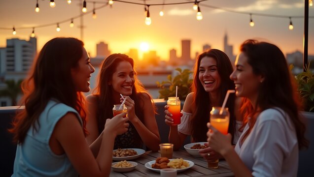 group of friends having fun at party