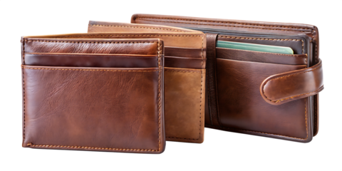 wallet set flat layout isolated on white background, png, ai generated.