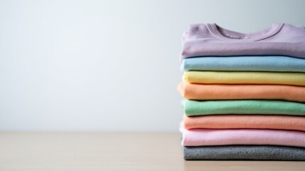 Stacked colorful t-shirts