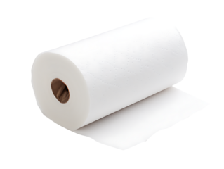 White tissue roll with embossed pattern isolated on transparent background