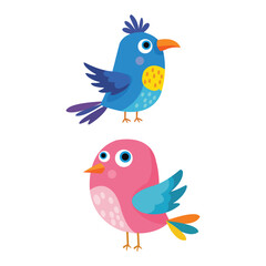 Fototapeta premium Colorful Cute Bird Cartoon Vector Illustration on White Background for Kids and Nature Themes
