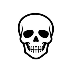 White Skeleton Head Icon Bold Black Outline Simple Design