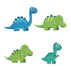 Fototapeta premium Cute Cartoon Dinosaur Illustration on White Background for Kids and Education