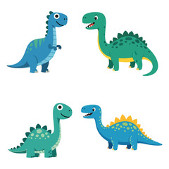 Cute Cartoon Dinosaur Illustration on White Background for Kids and Education