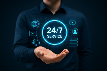 24/7 services, always available, all time services, round-the-clock support, customer service, business support, global communication, technical assistance, reliable service, nonstop help, online 