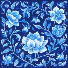 Blue floral pattern creates a vintage atmosphere