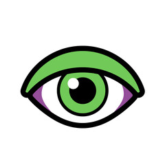 Vibrant Green Eye with Purple Highlights