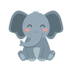 Obraz premium Cute Cartoon Elephant Illustration on White Background for Kids and Education