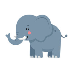 Obraz premium Cute Cartoon Elephant Illustration on White Background for Kids and Education
