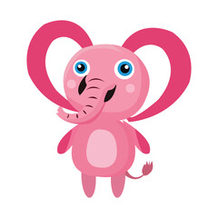 Fototapeta premium Cute Cartoon Elephant Illustration on White Background for Kids and Education