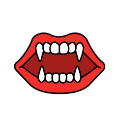 Fototapeta premium Vampire Fangs Symbol Red Flat Icon Clear Halloween Design