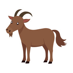 Fototapeta premium funny Cute Goat Cartoon with Big Eyes, Farm pet Animal Illustration on White Background