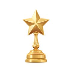 Shining golden star trophy radiates success and achievement against a sleek black backdrop, symbolizing victory and recognition, transparent background