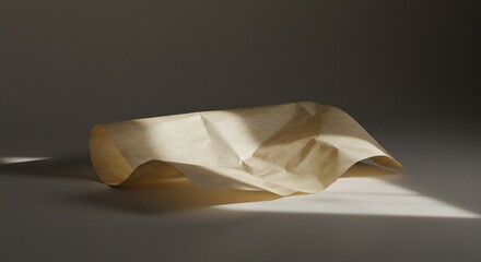 Abstract Paper Sculpture: Wavy Form in Soft Light, Minimalist Still Life