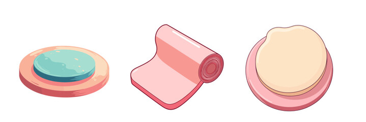 Set of Foam pad for stretching in bright clean pastel colors with smooth outline  